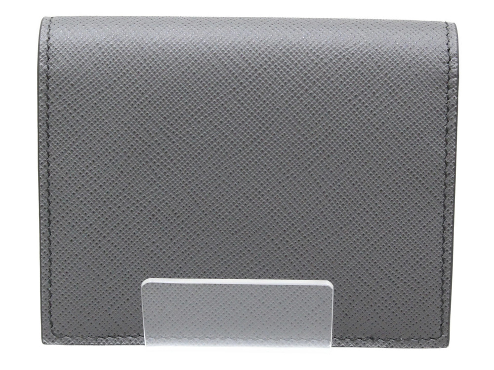 Prada Leather Compact Bi Gray Wallet fold Saffiano Gray
